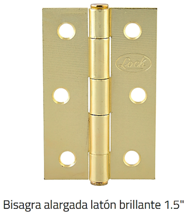 Bisagra 1.5" Alargada Plana Laton Brillante Lock