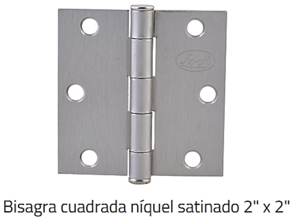 Bisagra 2.0" Cuadrada Plana Niquel Lock